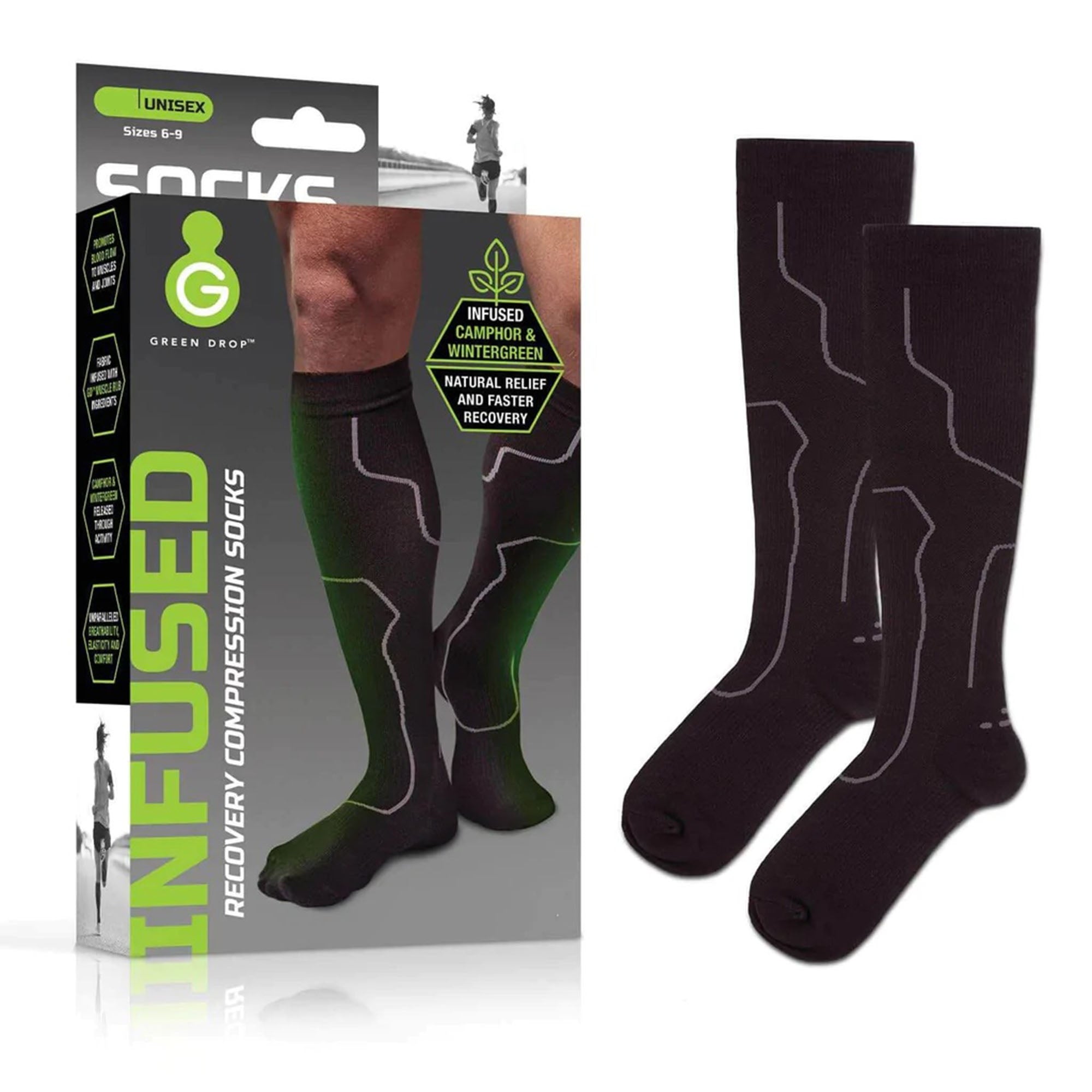 Compression Socks Green Drop Knee High