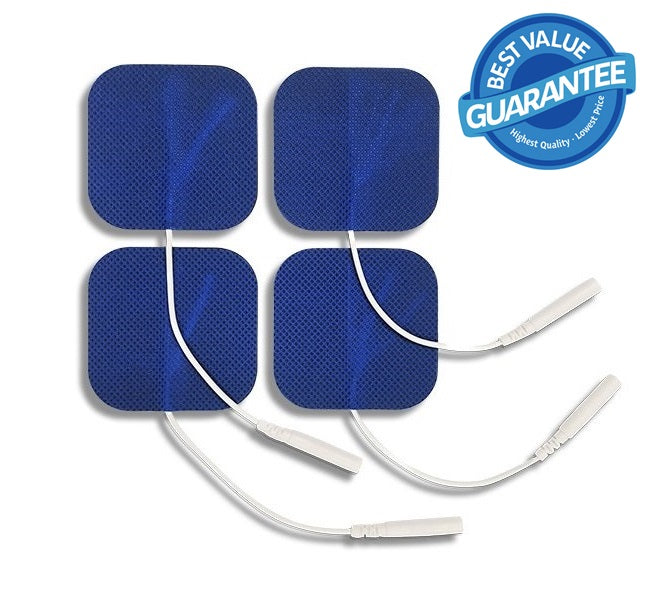 2 inches Square Blue Cloth Electrodes Aggressive Gel by Roscoe Medical - Package of 4
